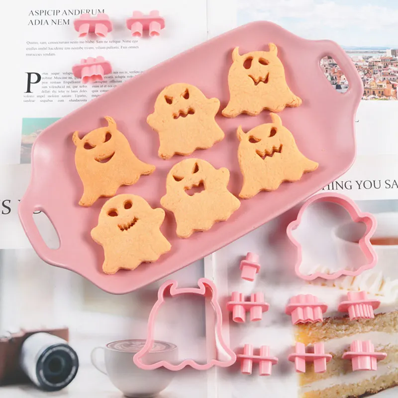 

Формы для печенья «сделай сам» на Хэллоуин для выпечки тортов, сахара, переворачивания дома, 3D штампы для печенья, формы для выпечки, выдолбленные тыквенные головки