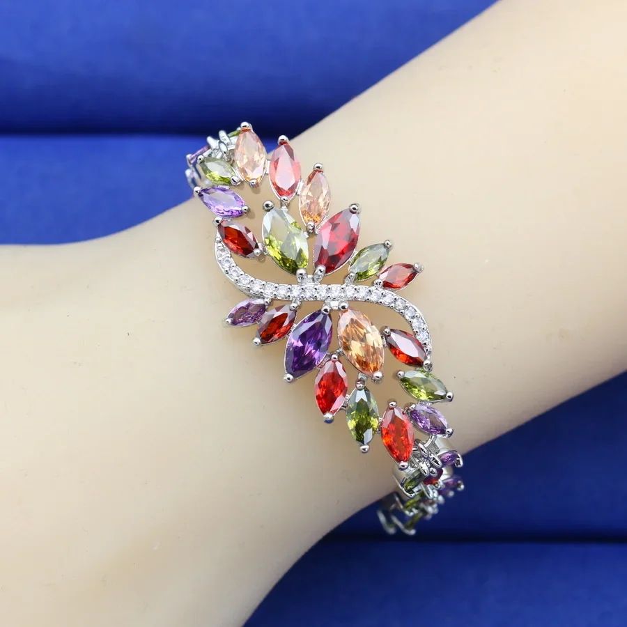 luxury More Color Stone Bracelet for Women Wedding Jewelry Birthday Gift