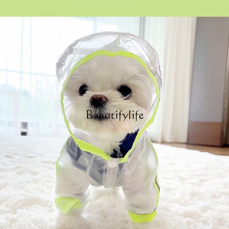 Transparent Puppy Dog Raincoat Four-Legged Waterproof Rainy Day Artifact Poncho