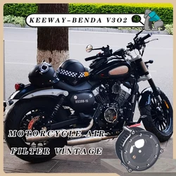 Motorcycle Air Filter Vintage Air Cleaner Intake Systems For Benda BD 300 KEEWAY-BENDA V302C Keeway  V-Cruise 125 Aluminum Black