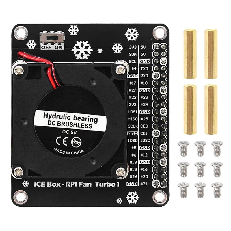 Turbo Fan ICE Cooling Expansion Board With LED Light For Raspberry Pi 4 Model B/3B+/3B