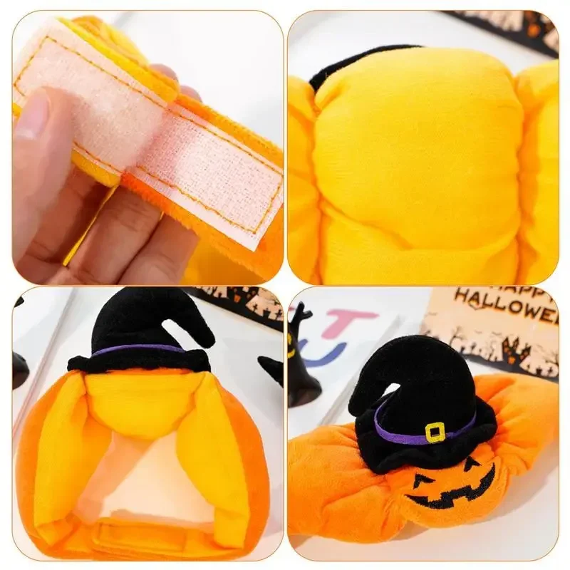 Funny Cat Cap Pumpkin Plush Head Cover Cute Cat Dog Warm Headdress Pet Hat Kitten Puppy Halloween Cosplay Costume Accessories