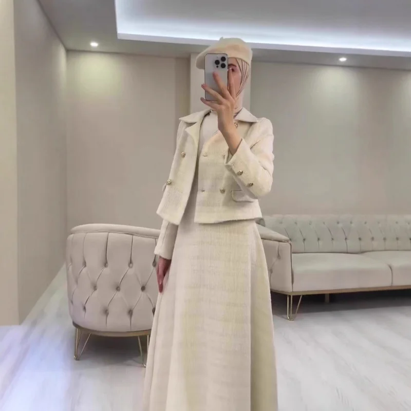 

2025New Autumn Fashion Simple Elegant Long Sleeve Long Dress Set