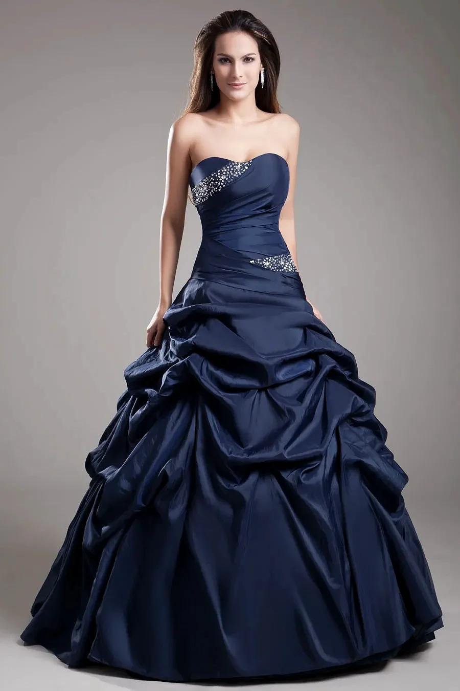 

Navy Blue Strapless Evening Dresses Sweetheart A-Line Asymmetrical Beading Satin Party Celebrity Prom Gowns Luxury Dubai 2025