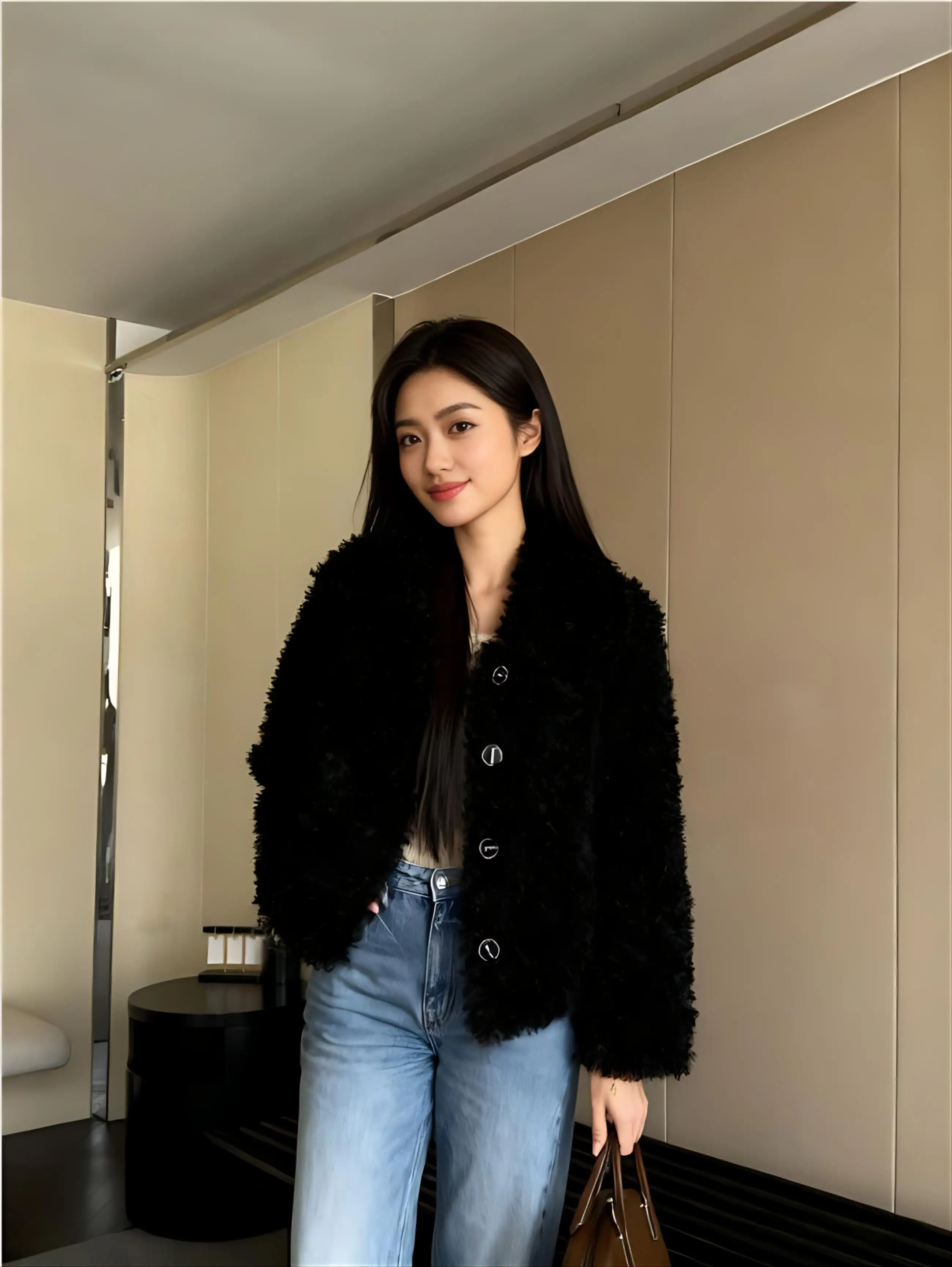 معاطف فرو المنك الصناعي للسيدات ربيعية رفيعة وعادية يومية بسيطة موضة نظيفة طبيعية كاجوال أساسية ناعمة خفيفة أنثوية للسيدات الشابات