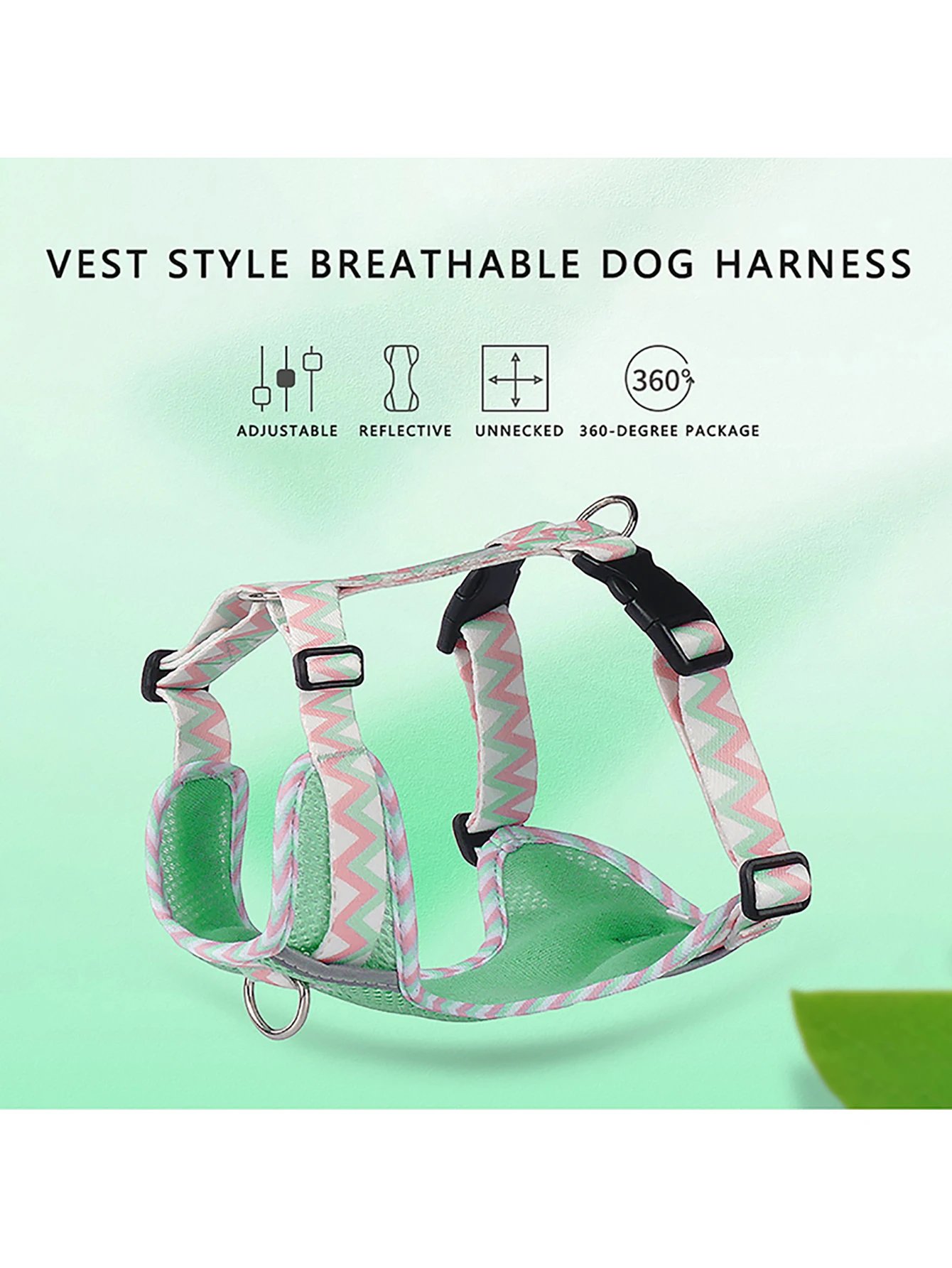 Breathable Mesh Printed Dog Harness Comfortable Pet Vest Vest Small and Medium Dog Adjustable Size