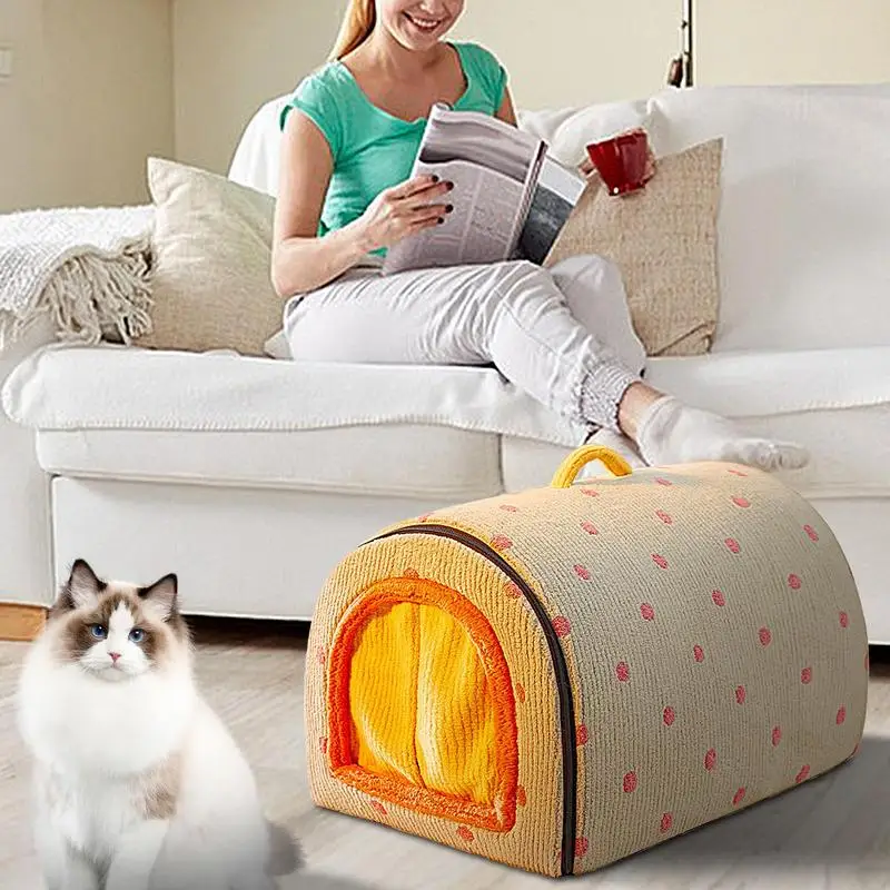 

Cozy Dog House Bed Thickened Enclosed Dog Bed Washable Cat House Winter Indoor Foldable Stray Cats Dogs Tent Shelter For Indoor