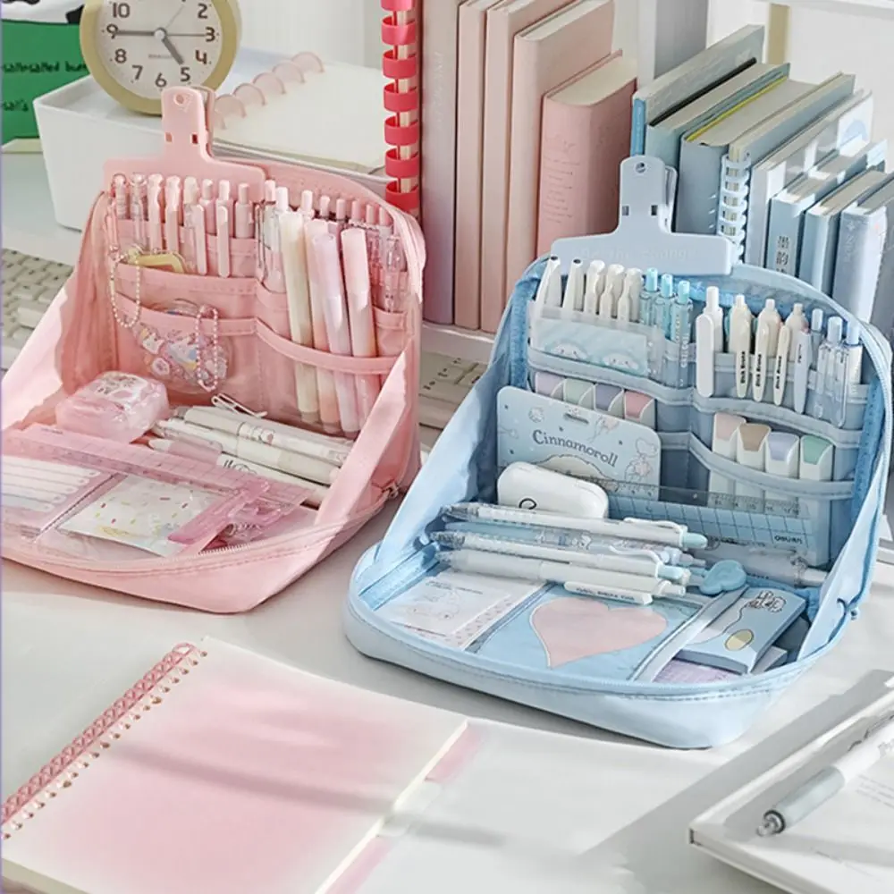 12-Layer Pen Bag 90 Degree Large Opening Large Capacity Pen Storage Bag Zipper Stationery Organizer School Office Supplies