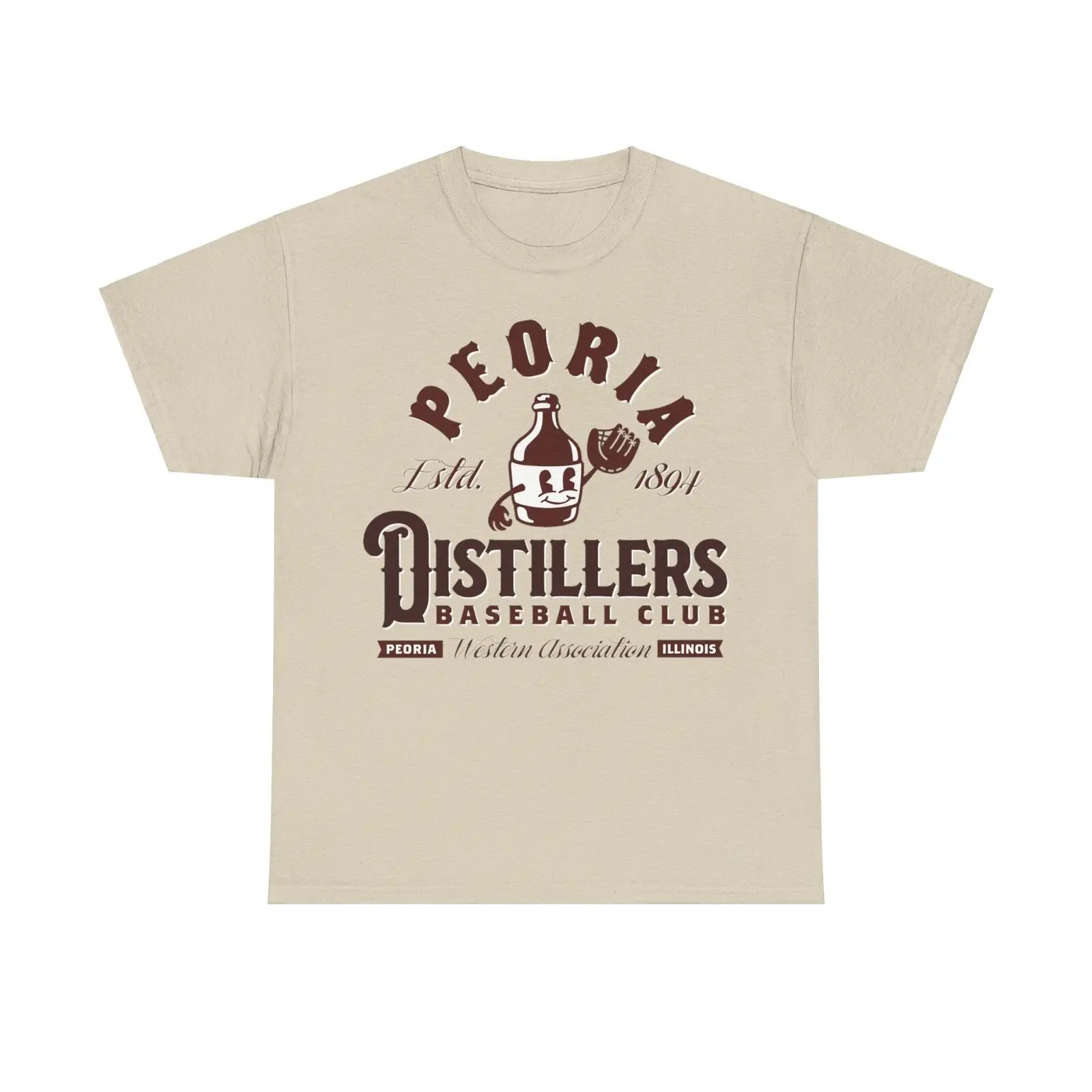 Peoria Distiller Est 1894 Illinois Baseball T shirt