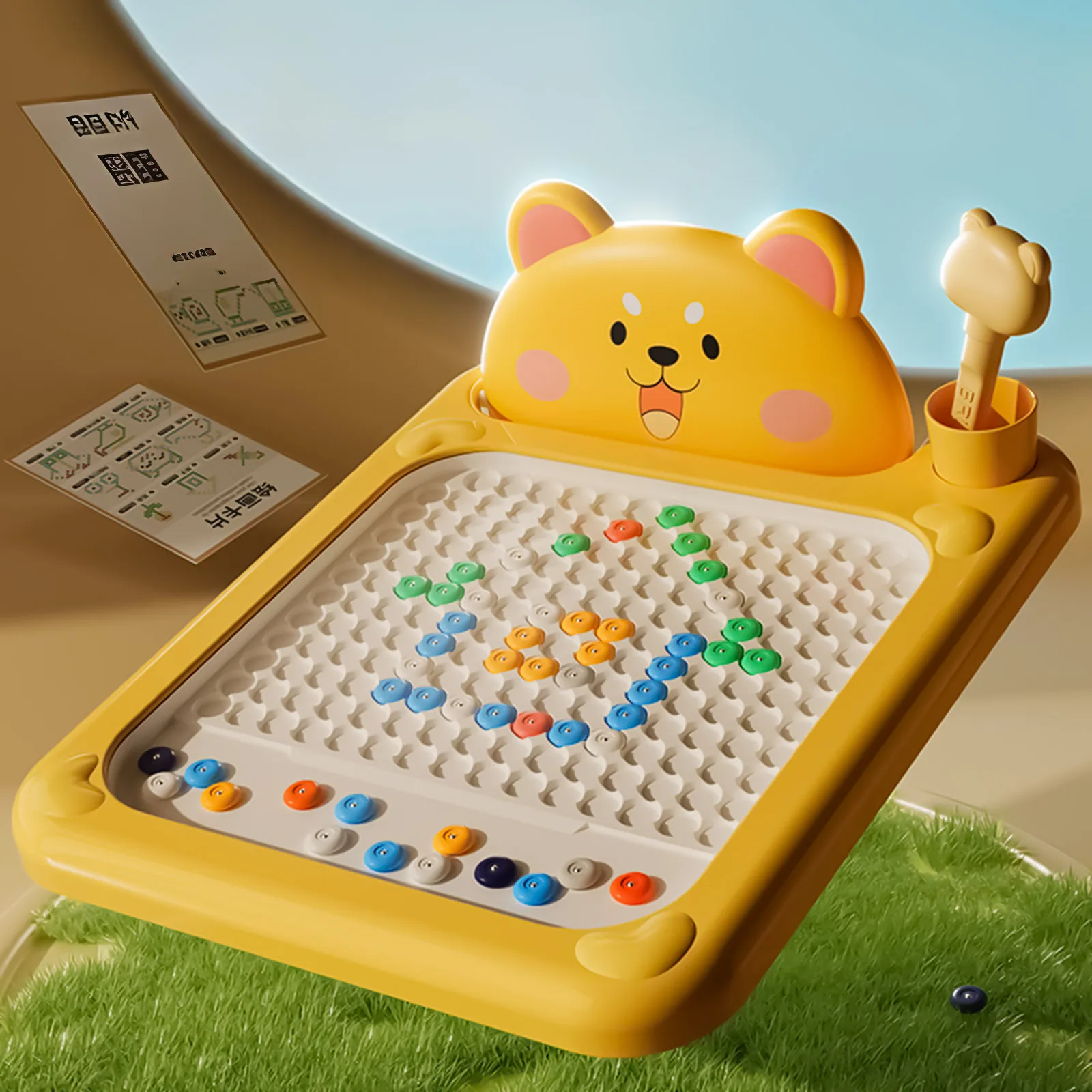 

Kids Magnetic Drawing Board Educational Handwriting Training Toy with Cute Cartoon Design and Pattern Book for Early Learning