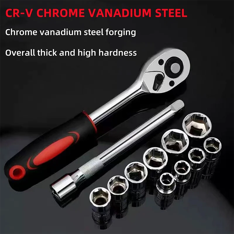New Upgrade Wrench Socket Set Hardware Car Boat Motorcycle Bicycle Repairing Tool Short Socket Ratchet Auto Repair Tools Hand view 2
