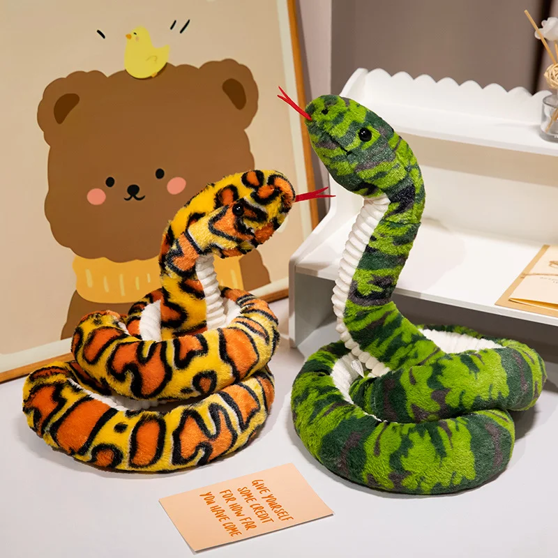 1Pc 120/180CM Lovely Fake Colorful Snake Dolls  Cartoon Snakes Plush Toy Stuffed Soft Animal Mascot Toy Christmas Birthday Gifts