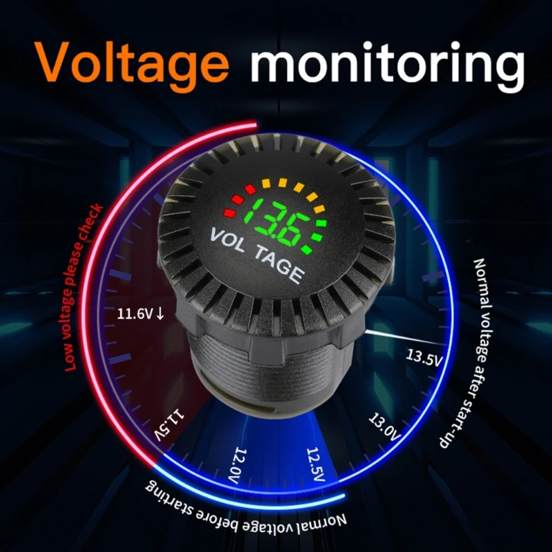 12V-24V Meter 8V-30V Voltmeter LED Digital Display Meter Gauge for Car Motorcycle Marine Truck Boat