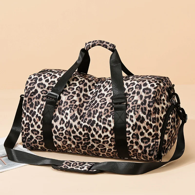 حقيبة رياضية ولياقة بدنية عصرية بطبعة جلد الفهد مع حجرة أحذية مستقلة، حقيبة سفر، حقيبة عطلة نهاية الأسبوع بين عشية وضحاها، حقيبة يوجا، إلخ