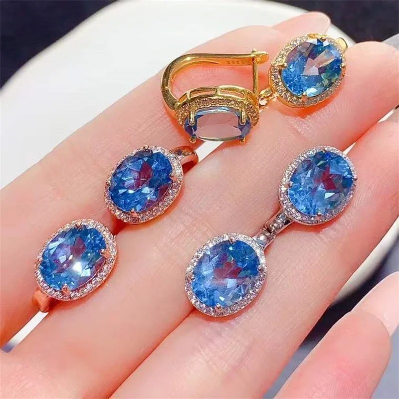 

Authentic Real Natural Gemstone Topaz 925 Sterling Silver Clip Hoop Earrings for Women with Certificate Fine Jewelry