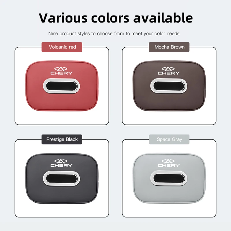 جديد بولي Leather الجلود صندوق مناديل السيارة حقيبة التخزين اكسسوارات لشيري 5 Gx EQ7 E3 Omoda Tiggo 7 Pro 4 3 Arrizo 6 QQ 5x X1 5 8 T11 3 IQ #6