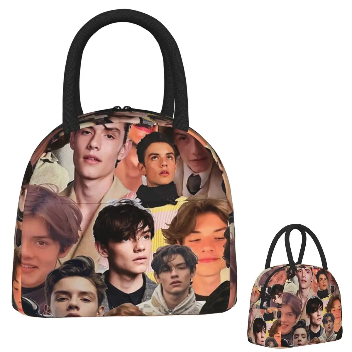 

Louis Partridge Photo Collage Insulated Lunch Bag for Women Kids Portable Food Boxes Thermal Lunch Box Tote