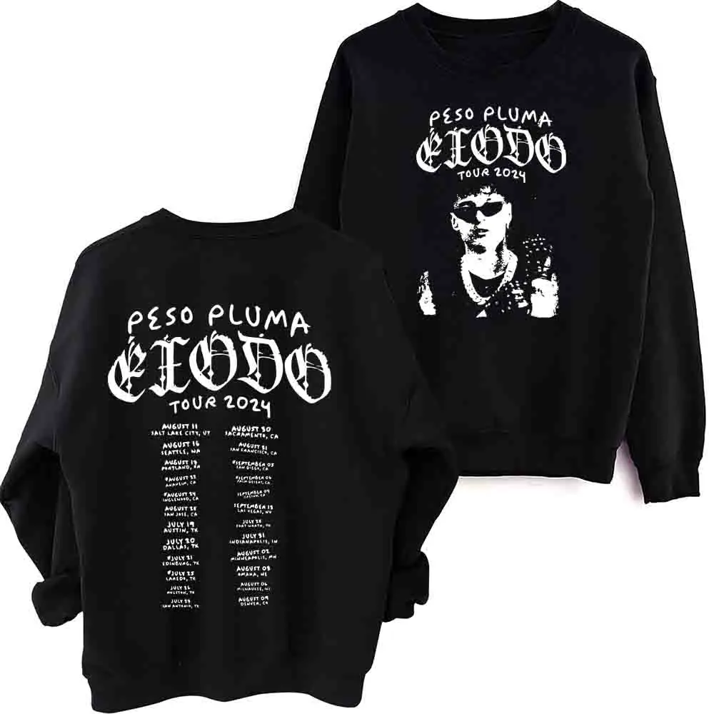 Peso Pluma Exodo Tour 2024 Sweatshirt Man Woman Harajuku Round Neck Long Sleeve Oversized Sweatshirts