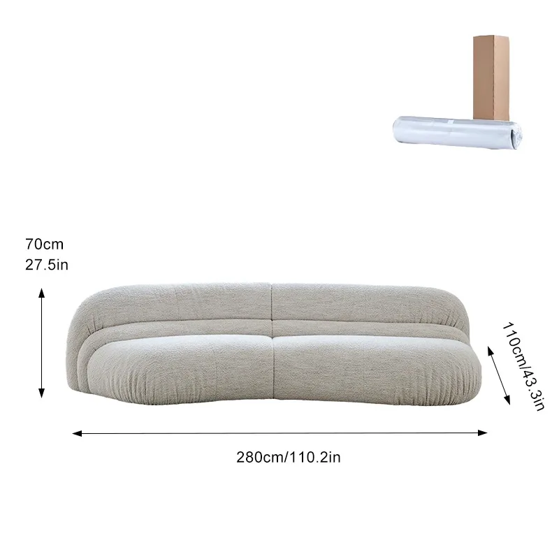 Retro Cream Wind Villa Large Flat Floor Living Room Sofa