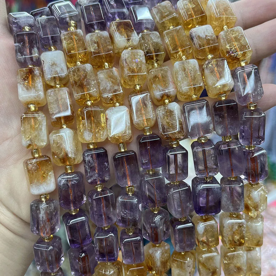 

Natural Ametrine Quartz Yellow Amethyst Crystal Freedom Nugget Loose Beads 16" Jewelry Making DIY