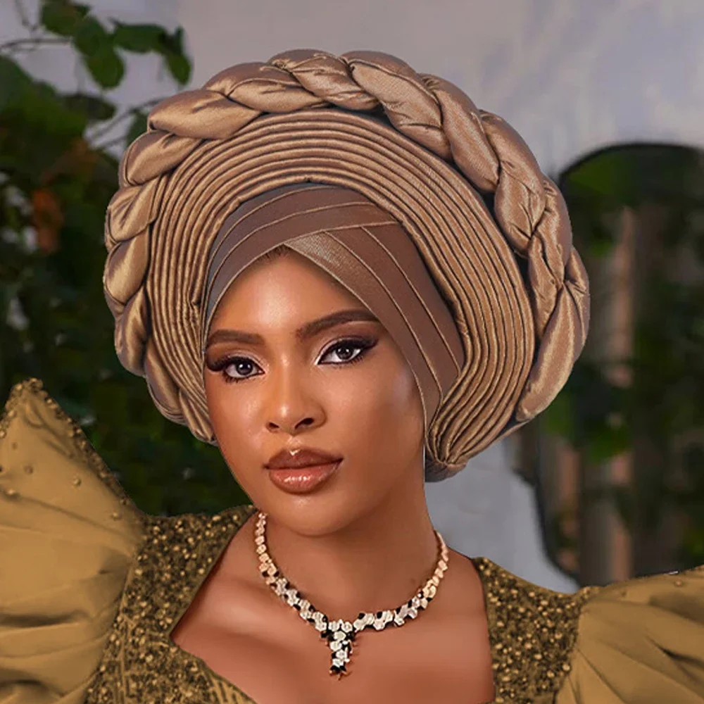 

African Headtie Turban Cap Nigeria Autogele Head Wraps Women Wedding Geles Muslim Hijab Head Wraps Bonnet Hat Headscarf Headwear