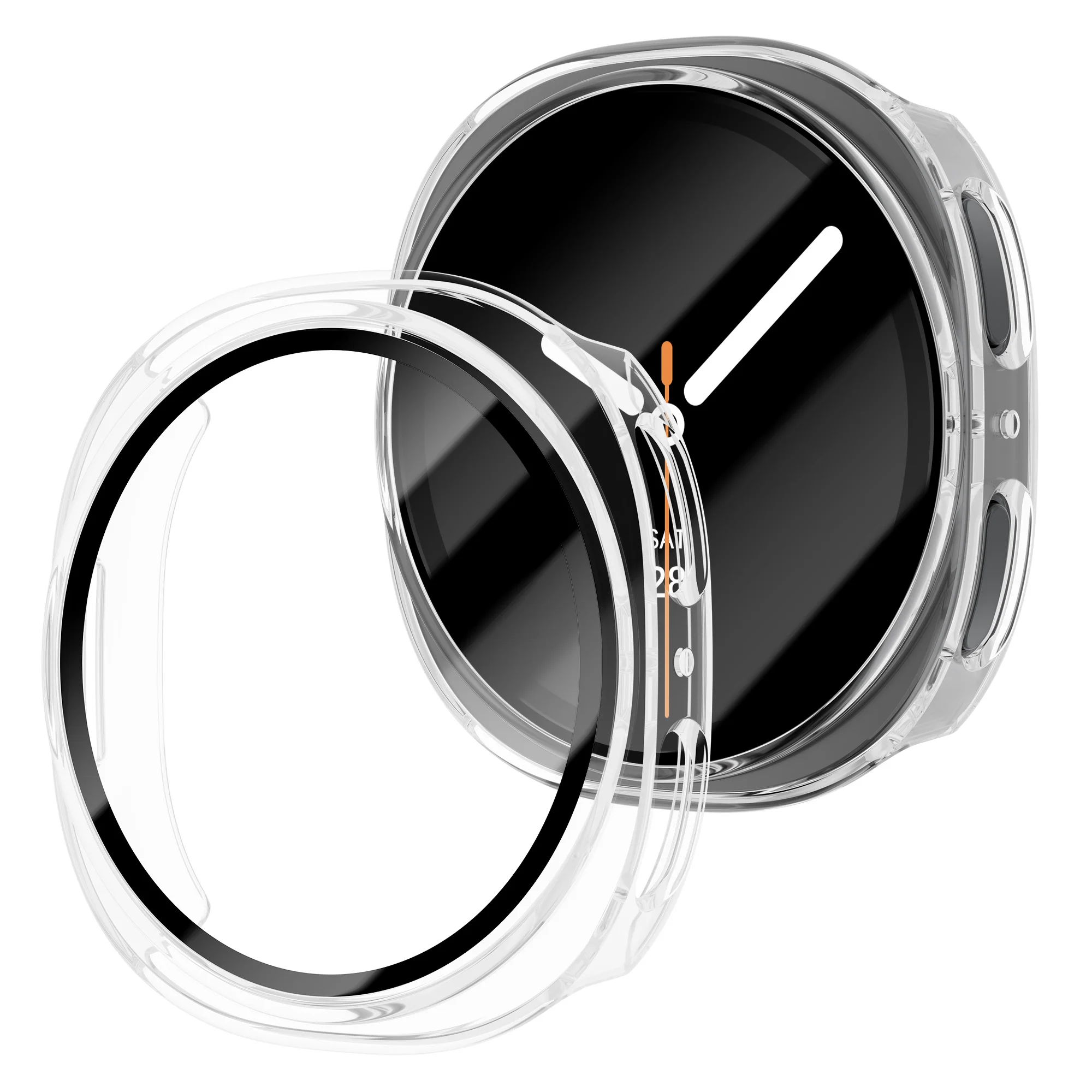 Tempered Glass+PC Case For Samsung Galaxy Watch 8 40mm Accessories Half shell Bumper Screen Protector Galaxy Watch 8 44mm Cover