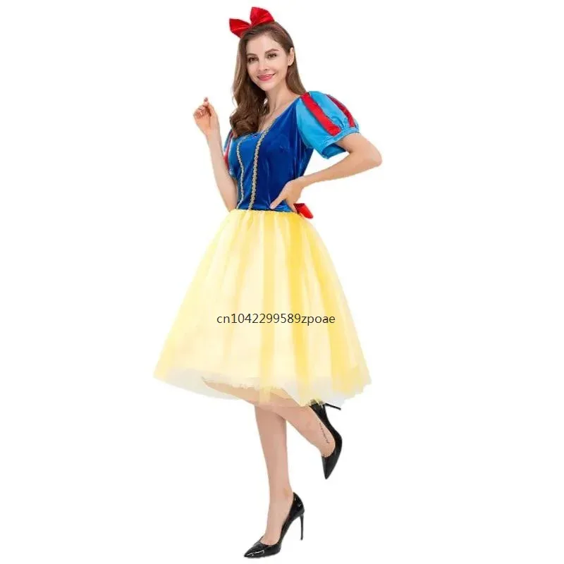 Women Halloween Princess Belle Costume Young Lady Birthday Party Snow White Aurora Dress Ball Gowns 2024
