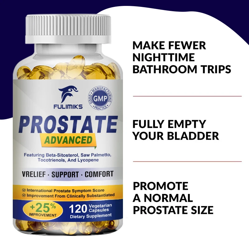 Prostate Advanced, Health Supplement for Men for Reducing Nighttime Bathroom Trips, Bladder & Urinary Relief, with Saw Palmetto