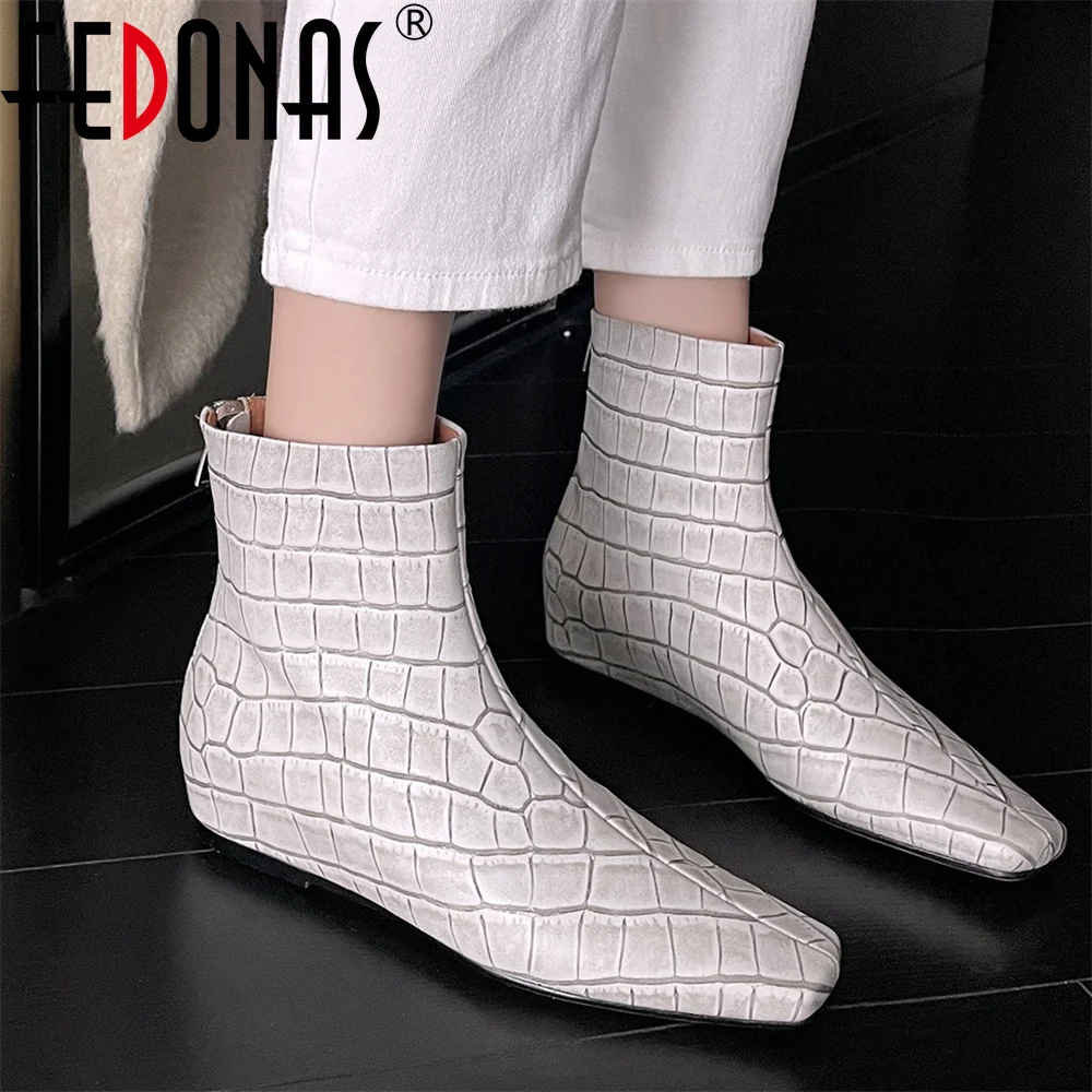 

FEDONAS Women Wedges High Heels Ankle Boots Back Zipper Autumn Winter Short Shoes Woman Elegant Square Toe Warm Boots