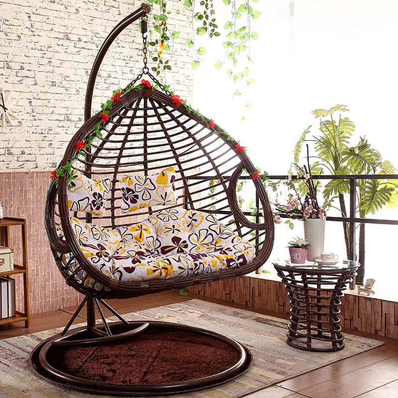 

Hot Selling Durable Outdoor Rocking Chair Double Hanging Basket Wicker Chair Bird's Nest Outdoor Swing