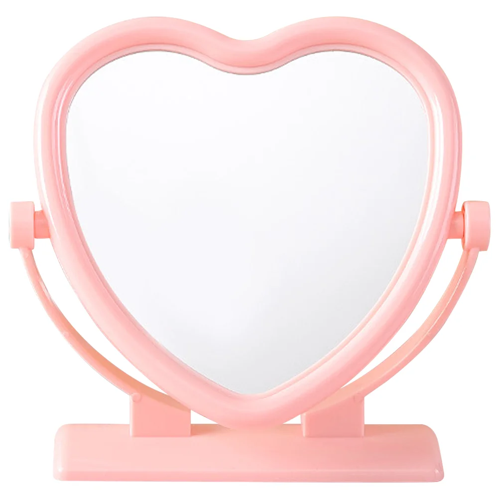 Double Sided Makeup Mirror Vanity Table Aesthetic Mirrors Love Desk Office Plastic for Heart Shaped