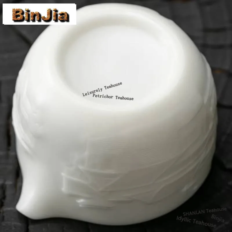 190ml Ice Seed Sheep Fat Jade Porcelain Tea Pitcher Boutique Relief Landscape Cha Hai Justice Cup Puer Tea Ceremony Accessories - view 4
