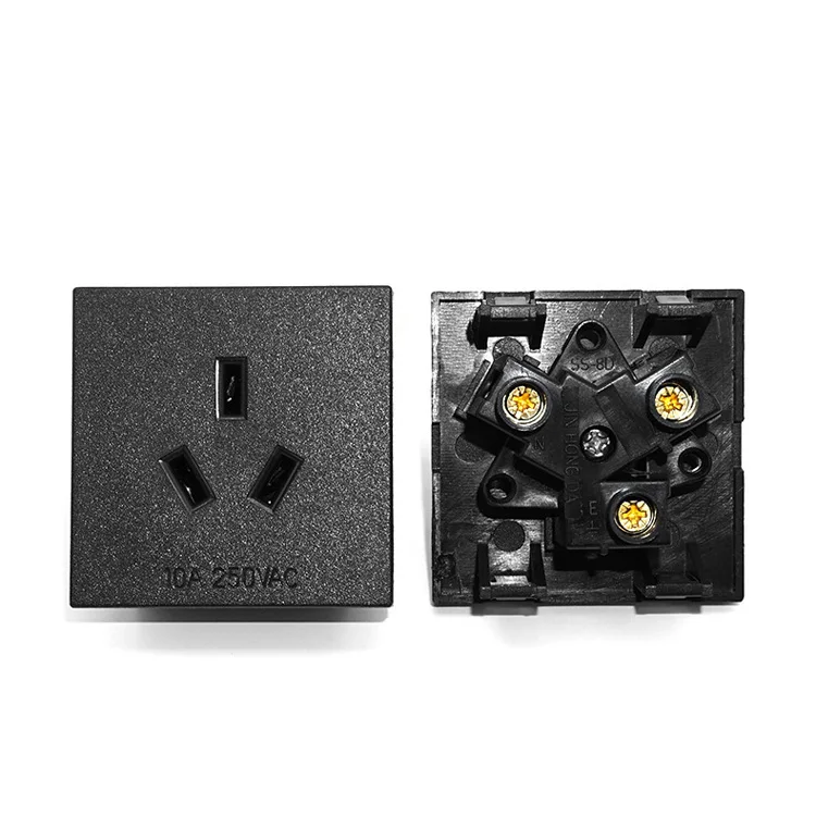 AC power socket CN/AU Female base Three-hole self-wiring power socket Assembly module Round/Square 10A250V