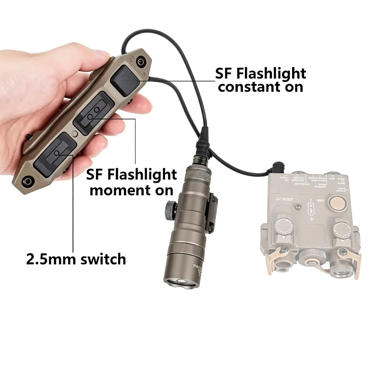 Surefire M600B M300B M600C M300C Flashlight Dual‑Control Tactical Remote Pressure Switch SF 2.5mm/3.5mm Plug Momentary&Constant