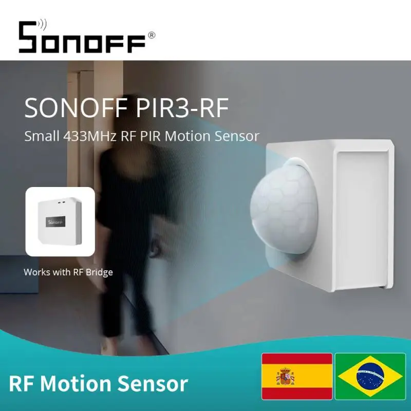 SONOFF RF Motion Sensor Pir Presence Sensor 433MHZ PIR3-RF Must Work With SONOFF 433MHz RF Bridge