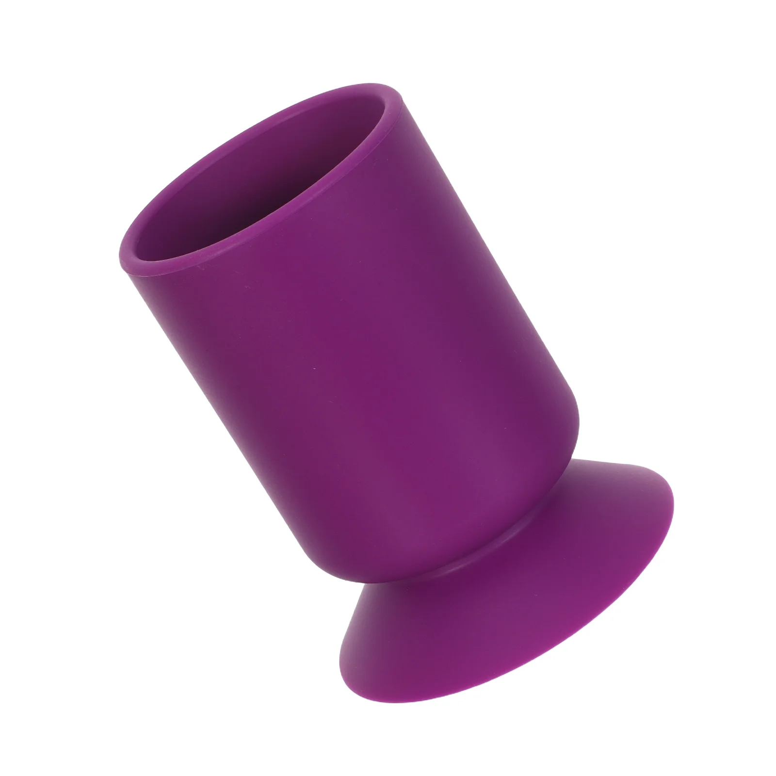 

Purple Silicone Suction Cup Pen Holder Stable Desktop Brush Holder Scissors Organizer Container Desk Storage Jar