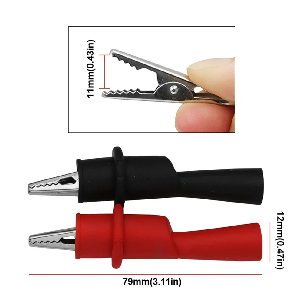 1 Pair Clip Wire Tips Test Clip Clamp Red+Black For Multi-Meter Tester AC DC 10A 1000V Multimeter Tool Accessories