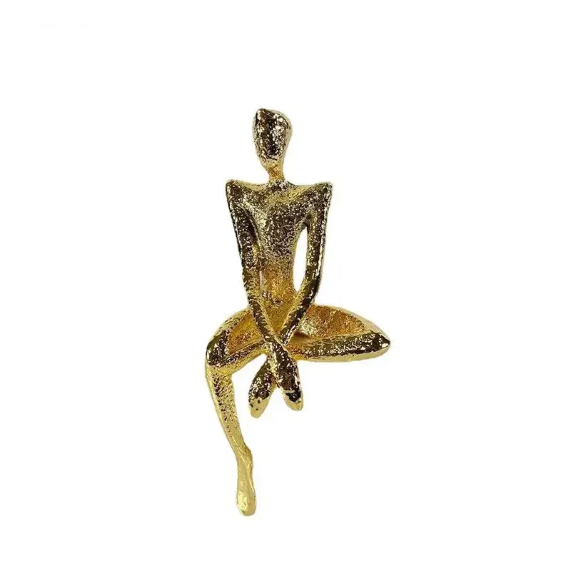 Gold/silver Plated Sitting Abstract Figures Statue Desk Decoration Character Cast Iron Sculpture Ornaments Modern Home Decor