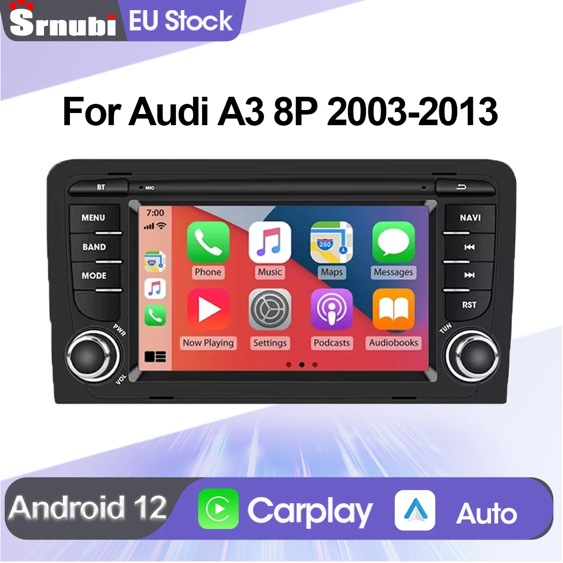 Autoradio 2 Din pour Audi A3 R3 S3 8P 2003 - 2011, Carplay, Android Auto, GPS, navigation, écran 9 pouces, autoradio multimédia, stéréo, prise en charge du contrôle du volant, accessoires