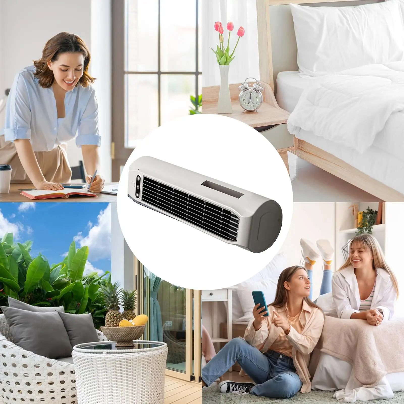 

Desk Tower Fan Cordless 3 Speed Adjustment Household Desktop Fan for Women Men Students Travelers Home Apartment Study Bedroom