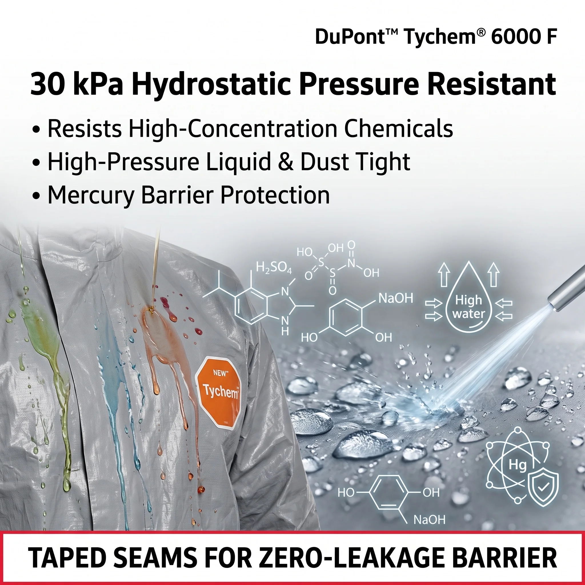 Dupont Tychem 6000 Chemical Hazmat Protective Suit Disposable Hooded Coverall Full Body Safety PPE Workwear
