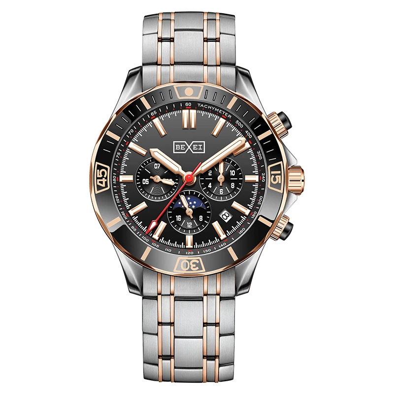 

BEXEI 9213 Diving Watch Automatic Movement Mechanical Watch for Men Calendar Week Month Dial 5ATM Men's Wrist Watch