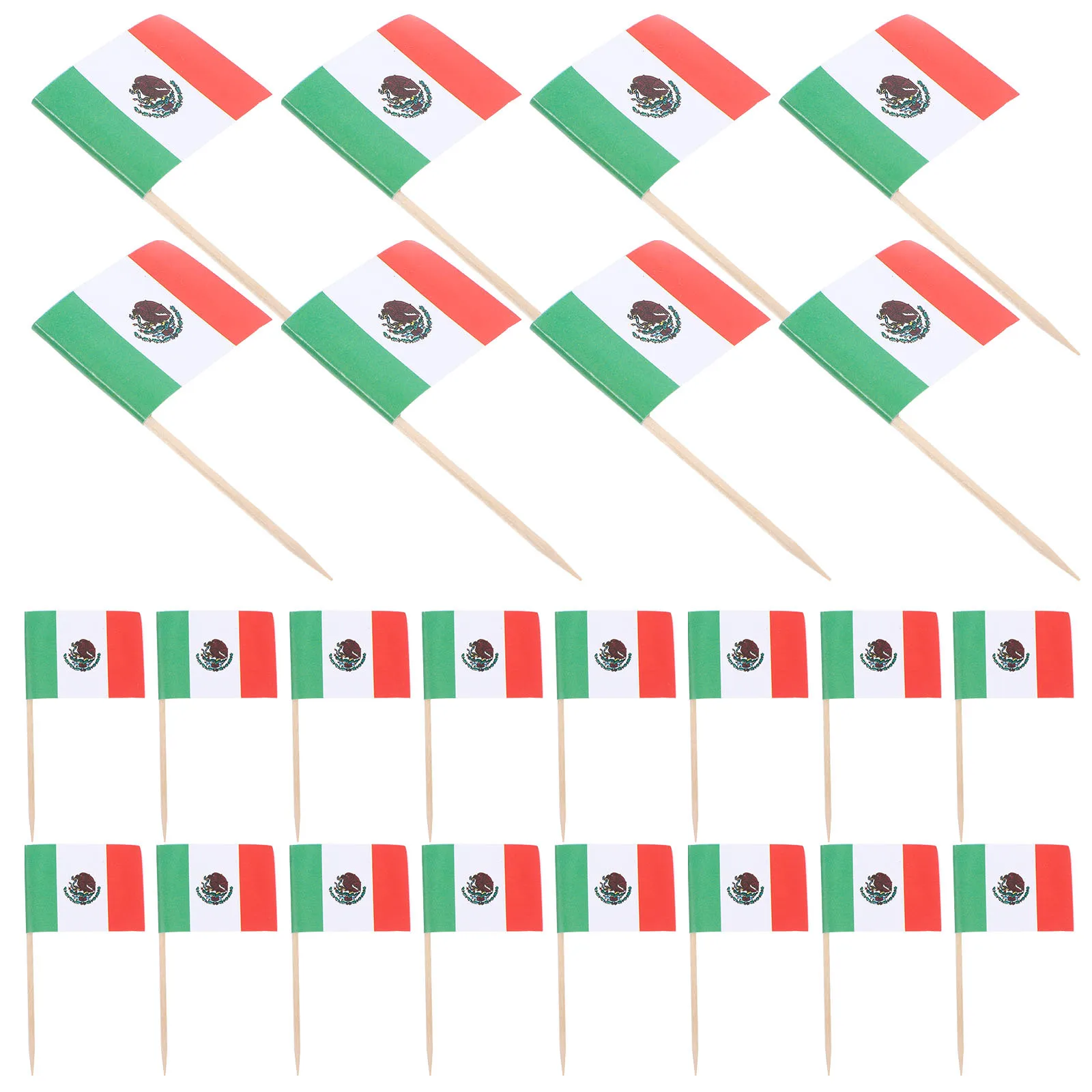 

100Pcs Fruit Picks National Flags Mexico Cocktail Toothpicks Cupcake Dessert Toppers Decorative Food Flag Picks Party Fruits