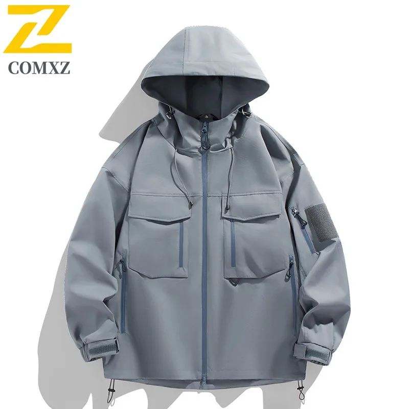 Maxbarley Male Jacket Color Block Outdoor Mountain Windproof Workwear Coat Durable Wear Resistant Functional Casual Overcoat