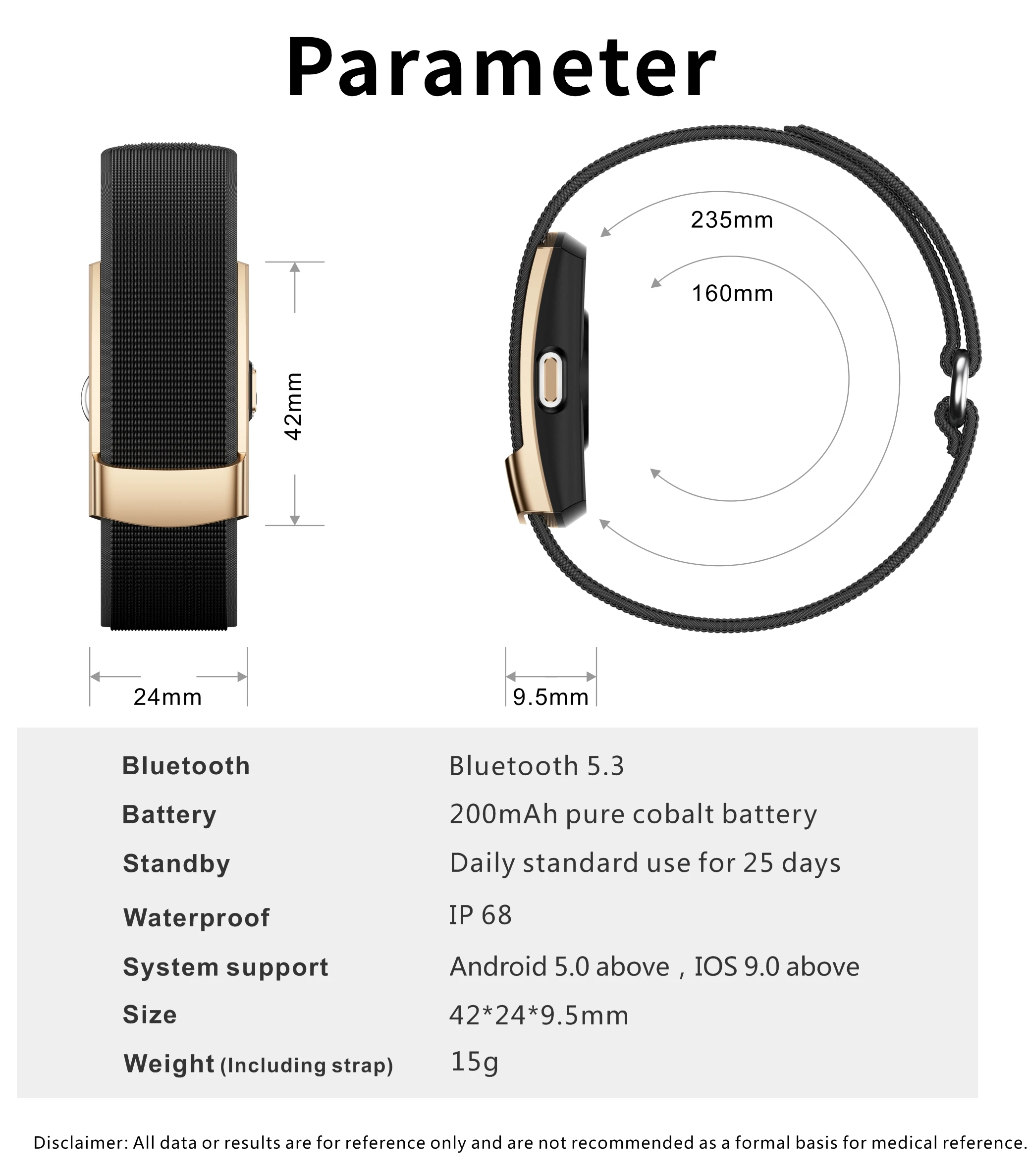 QX Air 25 Days Battery Life Heart Rate & Sleep Tracker Real-time Monitoring Light Exercise IP68 Waterproof Smart Band Bracelet