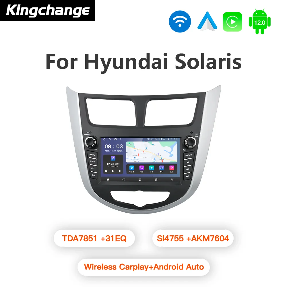 

Kingchange Android 12 Carplay Car Radio for Hyundai Solaris Verna Accent 1 2010 - 2016 Multimedia Player 2 Din GPS Head Unit