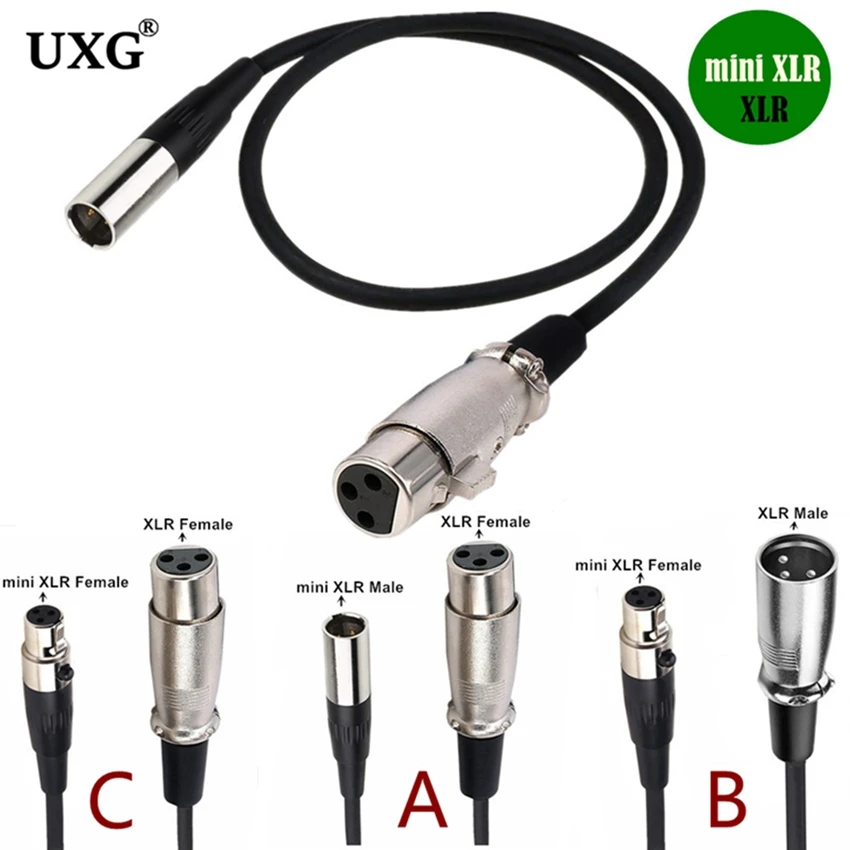 Mini XLR 3pin Male To XLR 3pin Female Audio Cable Aluminum Foil Shielded Copper Wire Audio Line Cable For Microphone Cameras