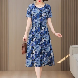 Party Dresses For Women 2026 Plus Size Summer Dress V-Neck Solid short Sleeve print vintage women clothing