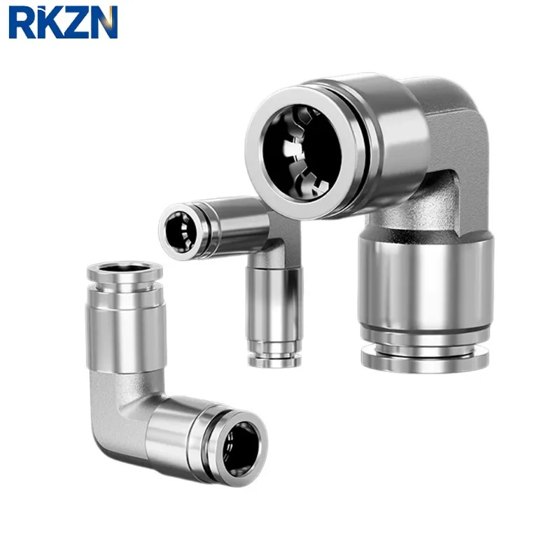 304 Stainless Steel Pneumatic Quick Connector Elbow L-shaped Connector PV PVG Compressor Air Water PU Hose  10 12 14 16mm PVG8-6