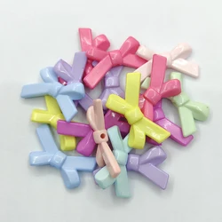 50pcs 20.4*34.2mm Acrylic Colorful Solid Bow Loose Beads DIY Jewelry Making Bracelet Necklace Accessories Wholesale